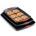 thumbnail image 1 of Cheer Collection Set of 3 Nonstick Baking Pans with Silicone Grip Handles Carbon Steel Bakeware Set, 1 of 8