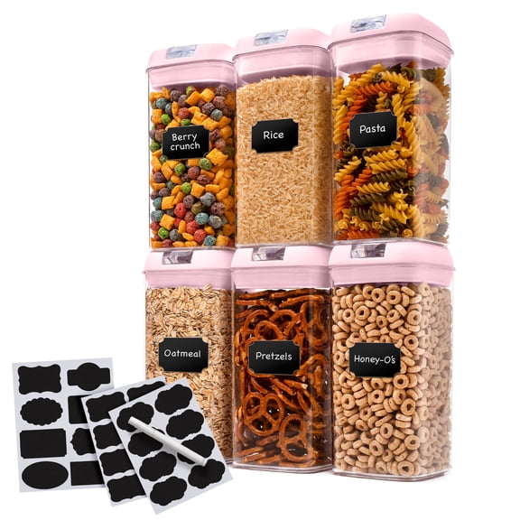 Cheer Collection Set of 6 42oz Airtight Food Storage Containers (Pink)