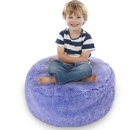 Cheer Collection Shaggy Bean Bag and Stuffed Animal Storage Case, Very Peri