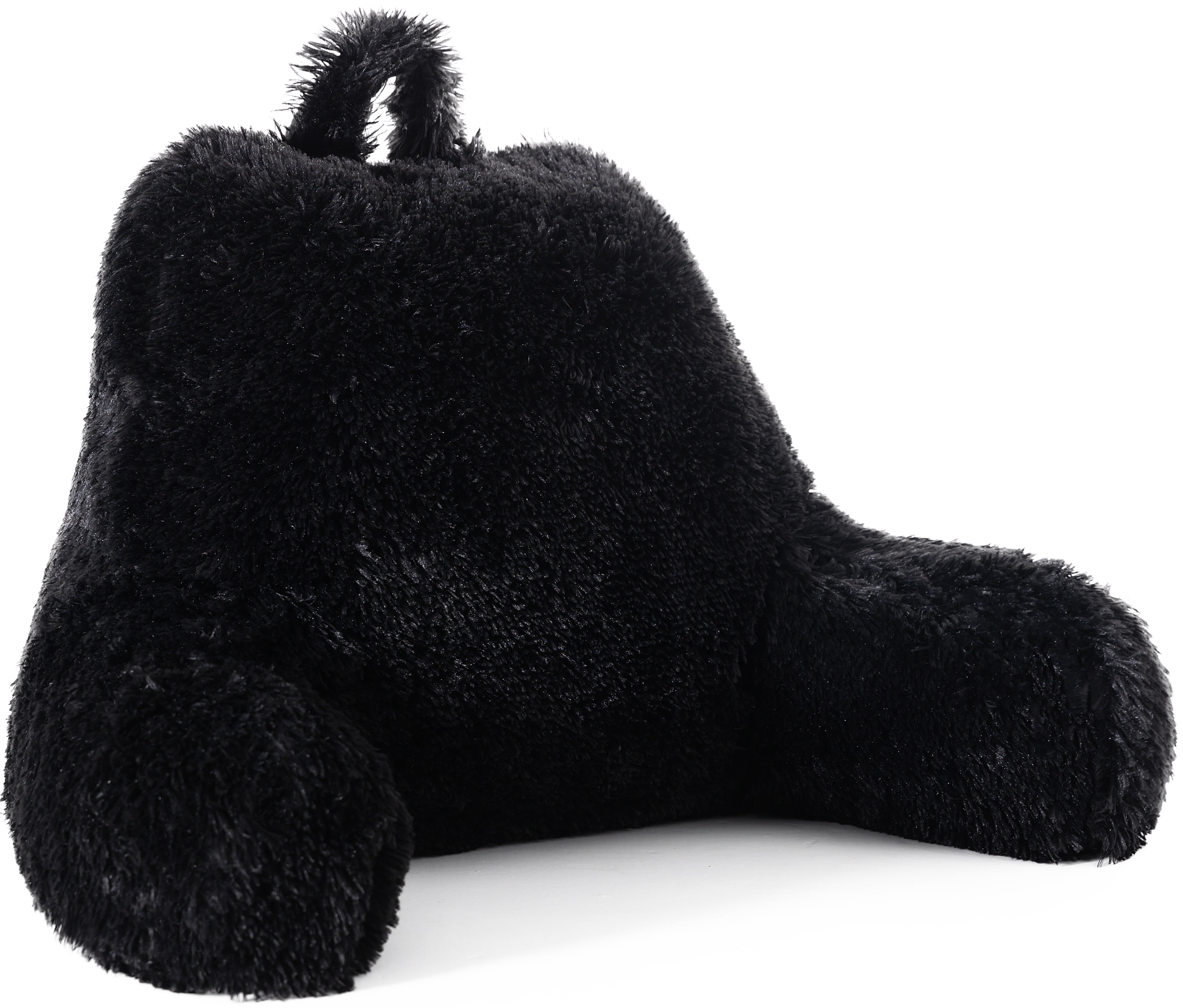 Cheer Collection Shaggy Hair TV and Reading Pillow, Black