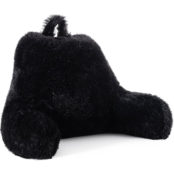 Cheer Collection Shaggy Hair TV and Reading Pillow, Black