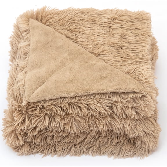 Cheer Collection Soft and Furry Long Shaggy Hair Throw Blanket