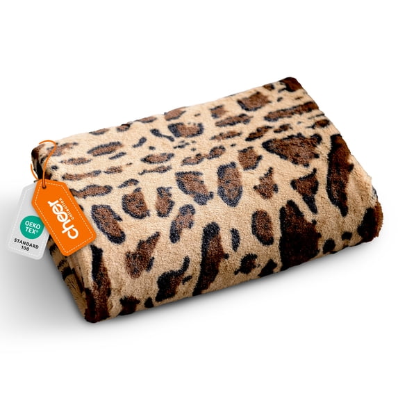 Cheer Collection Ultra Cozy Animal Prin t Faux Fur Reversible Throw Blanket