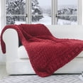 thumbnail image 1 of Cheer Collection  Ultra Plush and Soft Chunky Cable Knit Throw Blanket Burgundy 50" X 60" Christmas, Winter, Fall Cabin & Lodge, 1 of 5