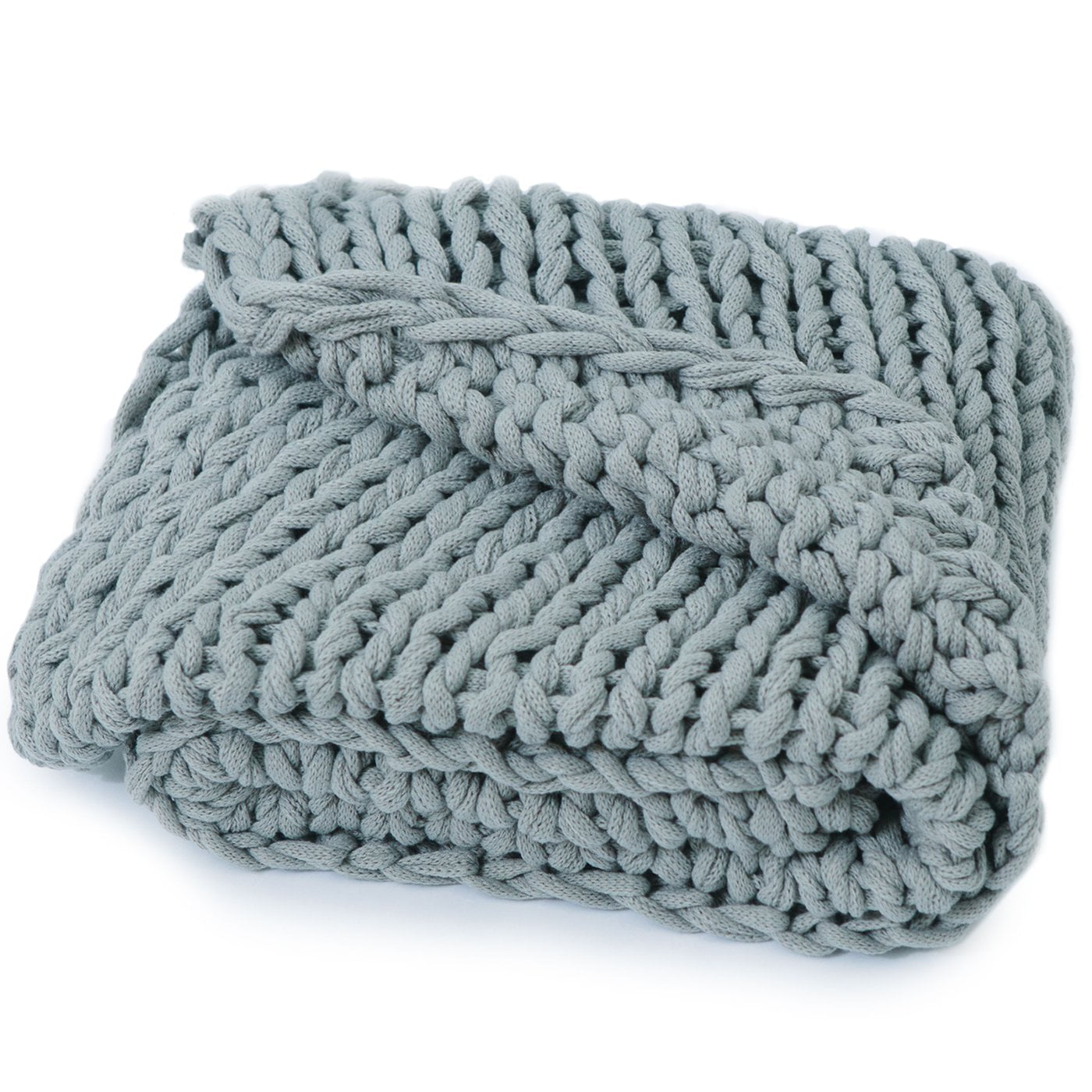 Gray Chunky Cable Knit Acrylic Throw Blanket - 50" x 60"
