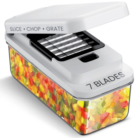 Cheer Collection 7 Blade Vegetable Slicer, Vegetable Chopper with Container and Lid