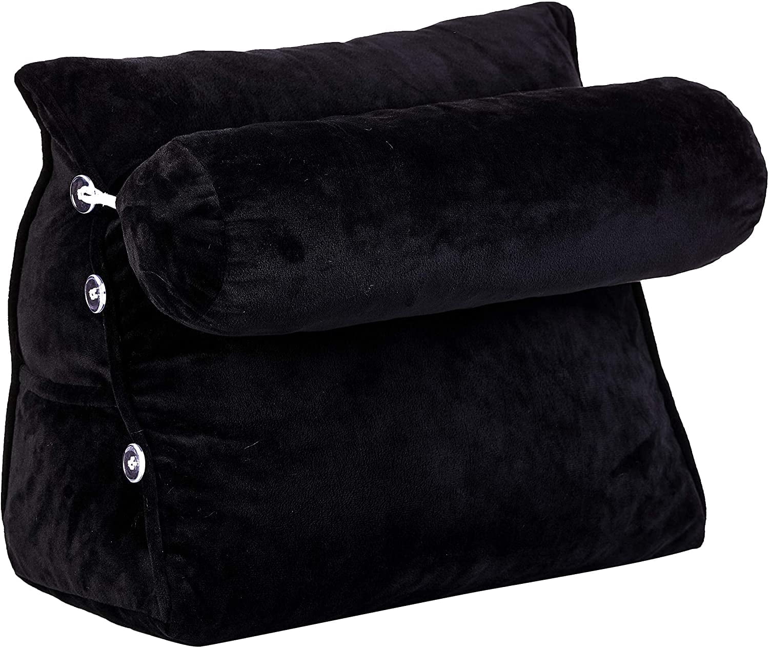 Cheer Collection Wedge Reading Pillow with Adjustable Bolster Memory Foam Back Support Black