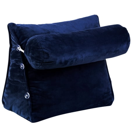 Cheer Collection Wedge Shaped Back Support Pillow and Bed Rest Cushion for Reading, Gaming, Watching - with Adjustable Neck Pillow