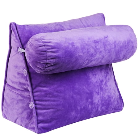 Cheer Collection Wedge Shaped Back Support Pillow and Bed Rest Cushion for Reading, Gaming, Watching - with Adjustable Neck Pillow
