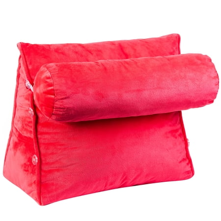 Cheer Collection Wedge Shaped Back Support Pillow and Bed Rest Cushion for Reading, Gaming, Watching - with Adjustable Neck Pillow