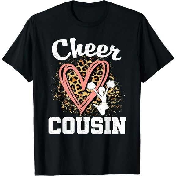 Cheer Cousin Leopard Heart Cheerleader Matching Family T-Shirt