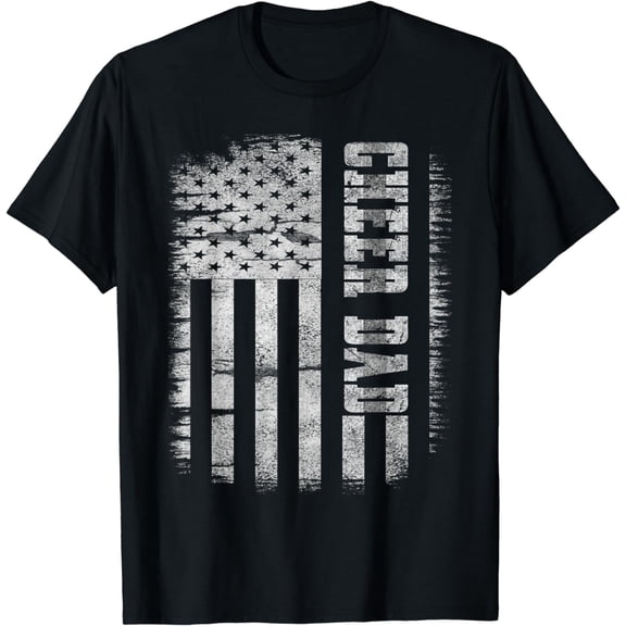 Cheer Dad Proud Cheerleading American Flag Best Cheer Dad T-Shirt