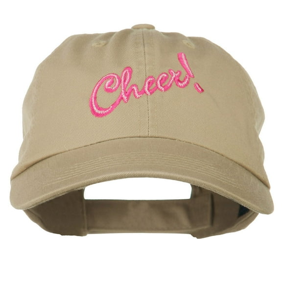 Cheer Embroidered Pet Spun Washed Cap - Khaki OSFM