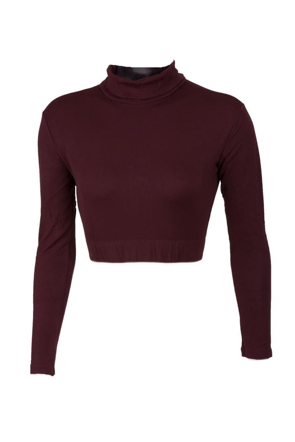 Turtleneck Midriff Dark Maroon Ladies Medium