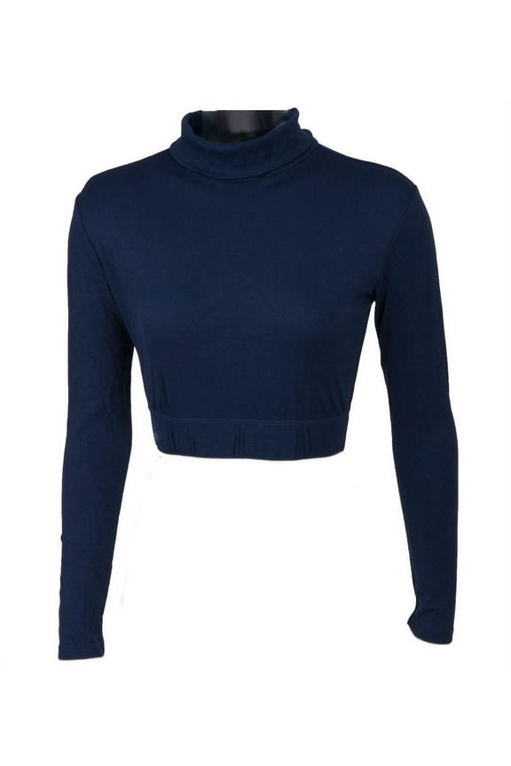 Turtleneck Midriff Navy Ladies Small