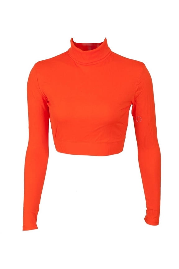Turtleneck Midriff Orange Ladies Small