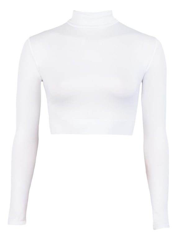 Turtleneck Midriff White Ladies Medium