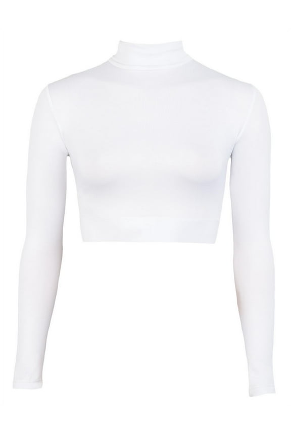 Turtleneck Midriff White Ladies X-Large