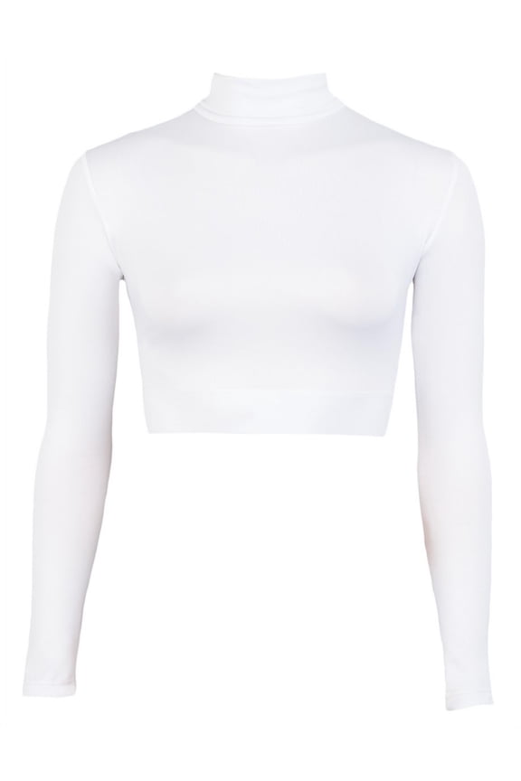 Turtleneck Midriff White Ladies XX-Large