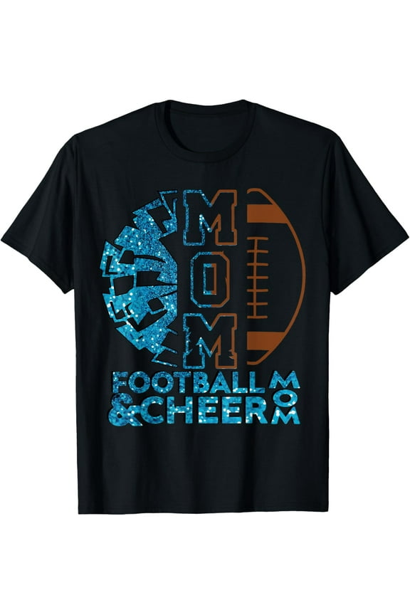 Cheer Football Cheerleading Mom Of Both Messy Bun Bleached T-Shirt