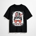 thumbnail image 1 of Cheer Football Cheerleading Mom of Both Messy Hair Bun T-Shirt, 1 of 7