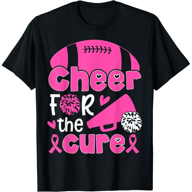 Cheer For A Cure Breast Cancer Awareness T-Shirt Black Large - Walmart.com