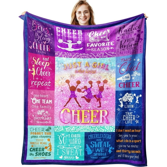 Cheer Gifts for Girls Cheerleader Blanket Ultra Soft Flannel Cheerleading Gifts Throw Blanket Birthday Gift Ideas for Teens Kids 60"X50"