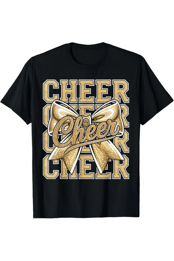 Cheer Gold Funny Cheerleader Coquette Bow Cheerleading Top Unisex T-Shirt, up to size 5XL