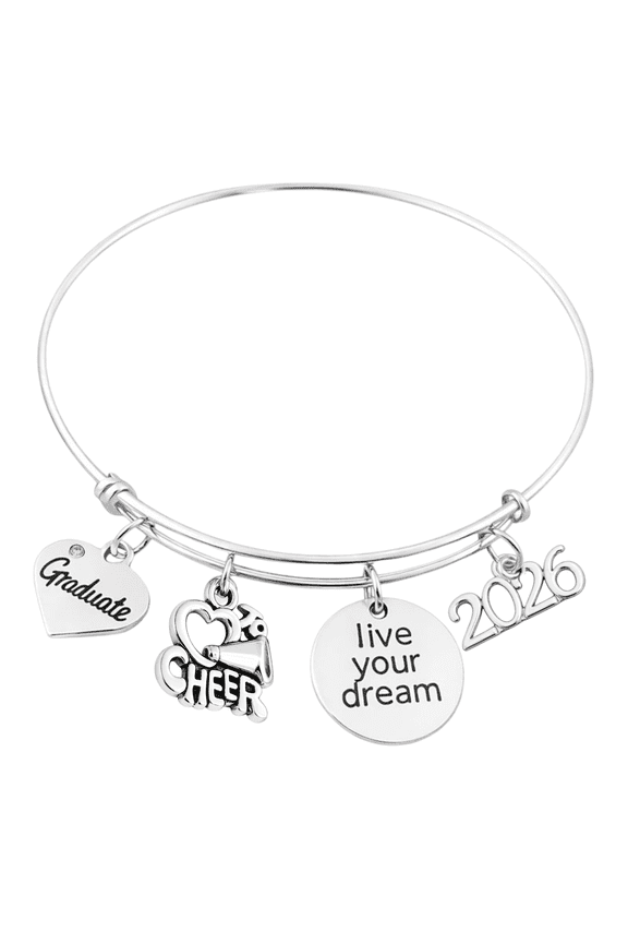 Cheer Graduation Bangle Bracelet - Graduation She Believed She Could, So She Did. Gift, Perfect Gift for Graduates, 2026 Edition.