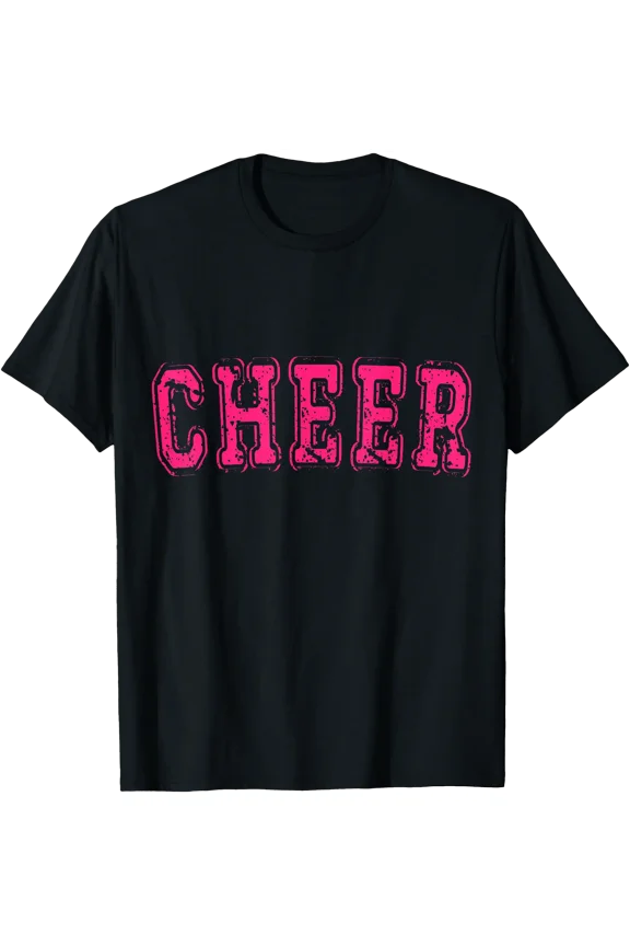 Cheer Hot Pink Distressed Letter Graphic Boy Girl T-Shirt
