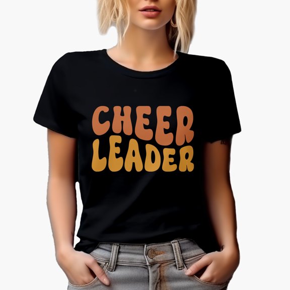 Cheer Leader, Cheerleading or Cheerleader Themed, Groovy Retro Wavy Text Merch Gift, Black T-Shirt, 3XL