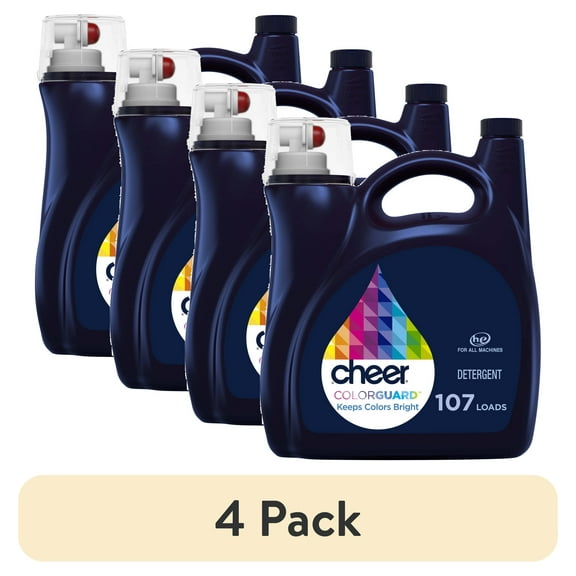 (4 pack) Cheer Liquid Laundry Detergent, HE Compatible, 154 fl oz, 107 Loads