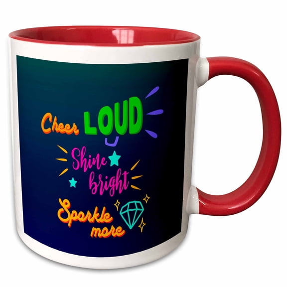 3drose, Cheer Loud Shine Bright Sparkle More, Diamond, Stars, 3drsmm, 11oz Two-tone Red Mug