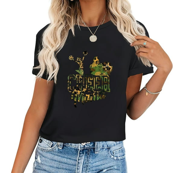 Cheer Mama Camo Leopard Print T-Shirt