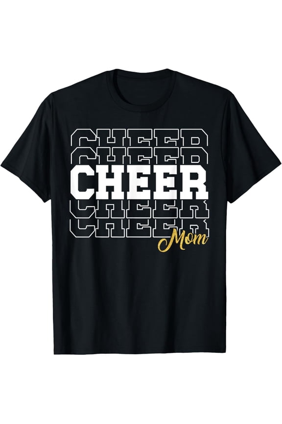 Cheer Mom Biggest Fan Cheerleader Black Yellow Gold T-Shirt
