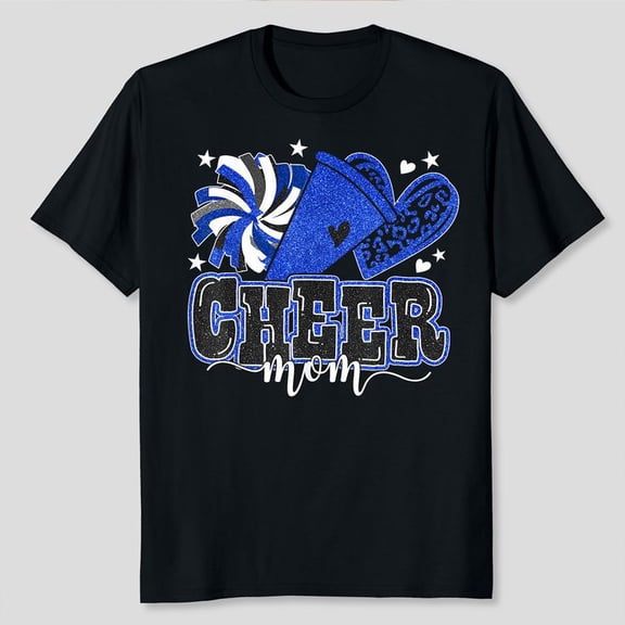 Cheer Mom Blue Cheerleader Game Day Cheer Mama Football Unisex T-Shirt, Sizes S-5XL - Gategoo