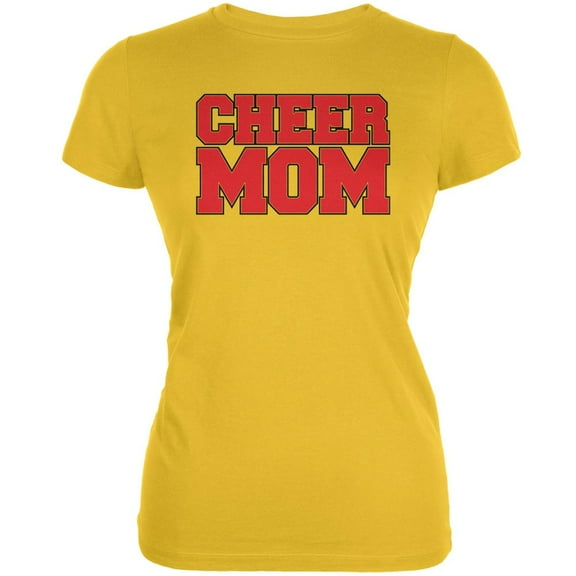 Cheer Mom Bright Yellow Juniors Soft T-Shirt - Medium