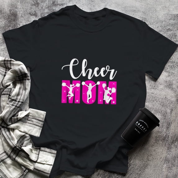 Cheer Mom Cheerleader Proud Mama (1), Small, Black