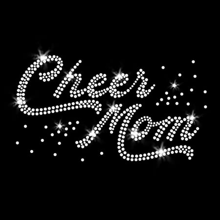 Cheer Mom Cheerleading Swoosh Cheerleader Bling Iron-on Clear Rhinestone Transfer by JCS Rhinestones