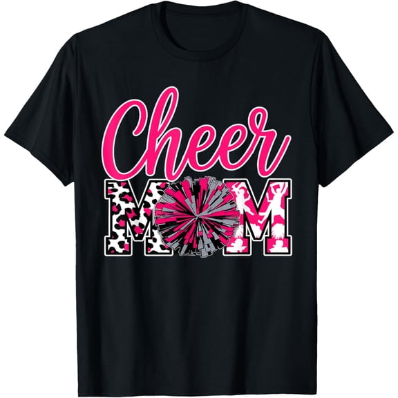 Cheer Mom Hot Pink Black Leopard Letters Cheer T-Shirt Shirts