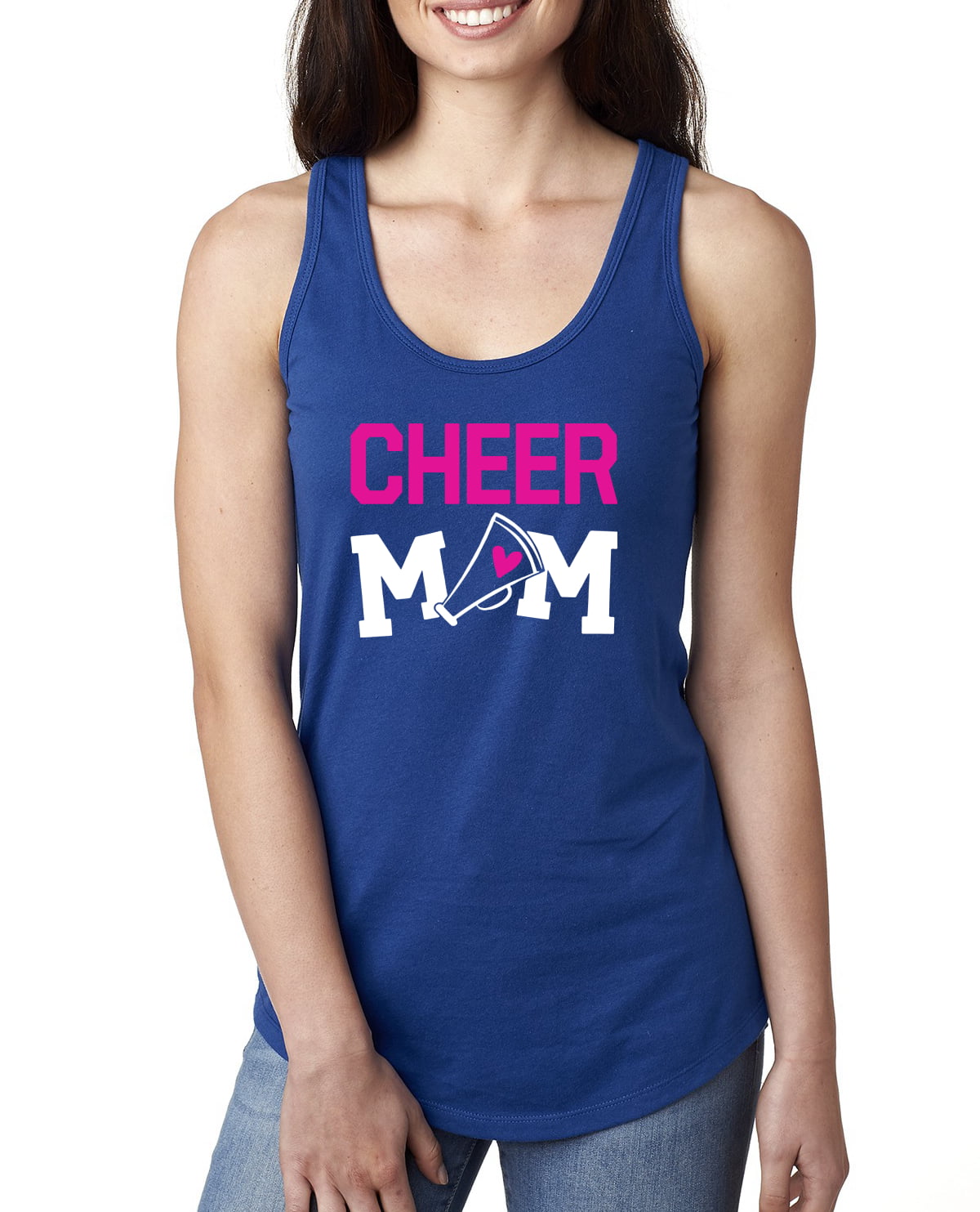 Cheer Mom Kids Super-Fan Love Pink Heart | Womens Sports Jersey Racerback  Tank Top, Purple Rush, X-Large