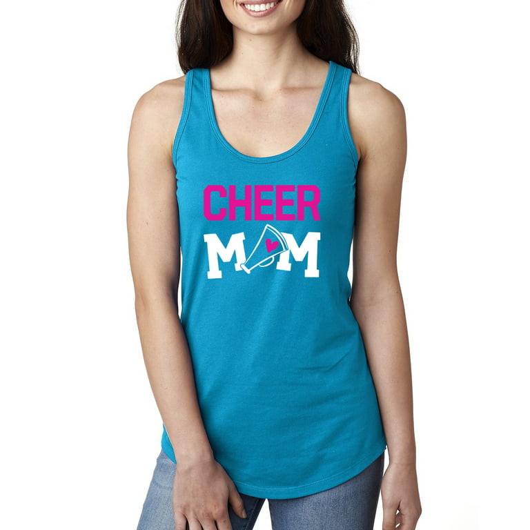 Cheer Mom Kids Super-Fan Love Pink Heart | Womens Sports Jersey Racerback  Tank Top, Turquoise, Small