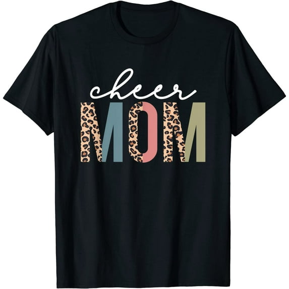 Cheer Mom Leopard Cheerleader Bleached Mothers Day T-Shirt