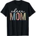 thumbnail image 1 of Cheer Mom Leopard Cheerleader Bleached Mothers Day T-Shirt, 1 of 4