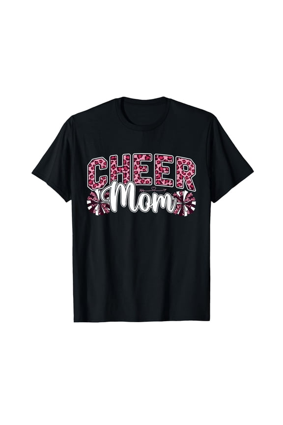 Cheer Mom Leopard Print Cheerleader Cheerleading Mother Mama T-Shirt