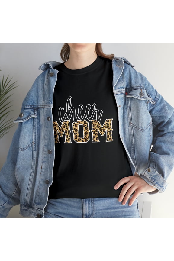 Cheer Mom Leopard Proud Cheerleader Cheerleading  T-Shirt