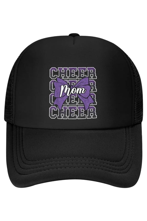 Cheer Mom Mama Bow Sport Cheerleader Cheerleading Purple Baseball Cap