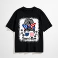 thumbnail image 1 of Cheer Mom Messy Bun USA Flag Glasses 4th of July Patriotic T-Shirt, 1 of 7