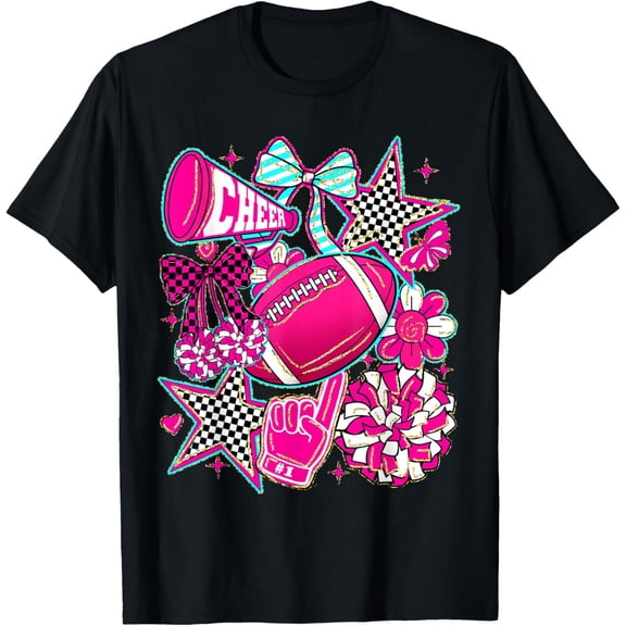 Cheer Mom Pink Cheerleader Game Day Cheer Mama Football T-Shirt Tops Tee