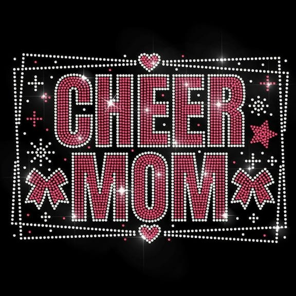 Cheer Mom Rhinestone Iron on Hotfix Transfer Bowknot Love Star Heat Transfer Decal Rhinestone Hot Drilling Pattern Transfers Iron on Transfers for Clothes Shoes Bags Hats colorful DIY